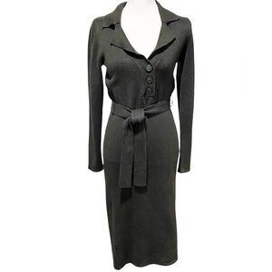 Nicole Miller New York Long Sleeve Belted Midi Sweater Dress Size XS